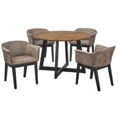 a round table with four chairs around it