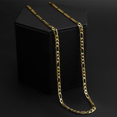 Biker Jewelry Shop Stainless Steel 18K Gold Plated Figaro Chain Necklace Mens Chain Designs, Stainless Steel Figaro Chain Necklace, Biker Jewelry, Necklace Collection, Gift Sets For Women