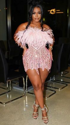 21st Birthday Outfits Plus Size, Plus Size Birthday Outfit Ideas, Plus Size Birthday Outfit, Birthday Outfit Plus Size, Pink Birthday Dress, Girl Birthday Outfit, Outfit Ideas For Black Women