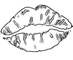 a black and white drawing of two lips