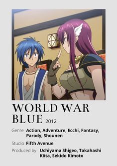 World War Blue Anime Minimalist poster 😊 Information taken from myanimelist.net and wikipedia.org Best Action Romance Anime, Anime World, Anime Classroom