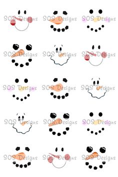 the snowman faces - 4x8 digital collage sheet 1 inchs / each