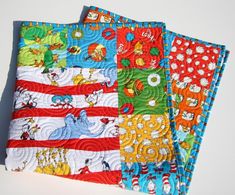 Kristin Blandford Designs Boy Quilts Dr Seuss Quilt, Bright Lorax, Baby Boy or Girl, Nursery Bedding Blanket, Newborn Gift