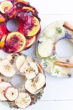 three different types of fruit are shown on the table