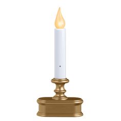 a gold candle holder with a white candle