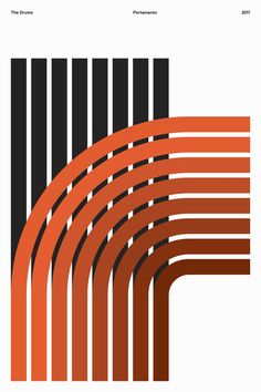 an orange and black poster with lines in the middle, on top of each other