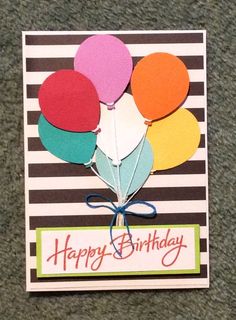 a birthday card with colorful balloons on it