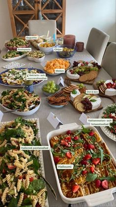 a table filled with lots of different types of food