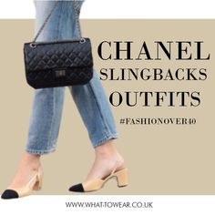 How to style Chanel slingback shoes #chanelshoes #slingbacks Chanel Slingbacks Outfit, Slingback Shoes Outfit, Chanel Shoes Outfit, Chanel Slingback Shoes, Slingback Heels Outfit, Chanel Flats, Cap Toe Shoes