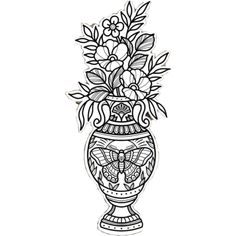 a vase filled with flowers on top of a white background