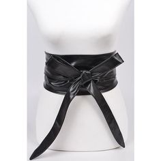 Tie front leather belt Wrap around Material: Polyurethane Approx Width: 5" Length: 104" Chic Black Corset Belt For Formal Occasions, Chic Leather Corset Belt For Party, Elegant Faux Leather Corset Belt, Black Leather Corset Belt With Belt Loops, Leather Corset Belt For Spring, Spring Leather Corset Belt, Chic Leather Corset Belt For Spring, Elegant Black Faux Leather Belt, Chic Black Belts