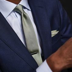 Made from 100% woven silk, our Grosgrain Solid Sage Green tie has subtle texture and sheen for a look that's formal as well as professional. | Men's Tie Bar: Grosgrain Solid Sage Tie - Traditional - XL, In Sage Green, Silk Blue Suit Sage Tie, Navy Suit Sage Green Tie, Navy Suit Sage Tie, Sage Green Ties Groomsmen, Sage Green Suits For Men, Tianas Wedding, Groomsmen Attire Navy, Dark Navy Suit, Navy Tux