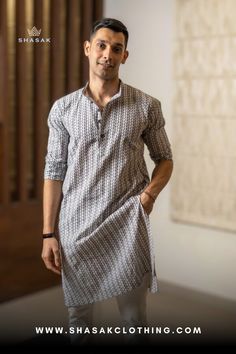 Keep it cool and classy with the White Kantha Work Long Kurta for men. This kurta is the perfect blend of style and comfort, making it a must-have in your wardrobe! #MensFashion #StyleAndComfort #KanthaWork #ClassyAndCool Stylish Boy Clothes, Khadi Kurta, Kurta Men, Desi Wear