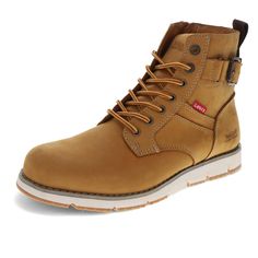 PRICES MAY VARY. Synthetic leather uppers 7 hole lace-up closure with rugged metal eyelets Durable rugged rubber outsole for added traction Lightly padded contrast collar for extra comfort Subtle Levi's logo and tab details Mens Chukkas, Levis Men, Contrast Collar, Special Features, Chukka Boots, Ankle Boot, Leather Upper, Men's Shoes, Shoe Boots