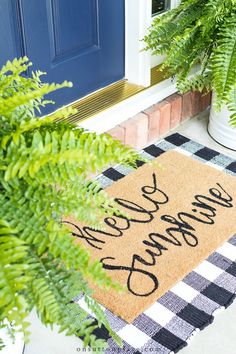 a welcome mat on the front door