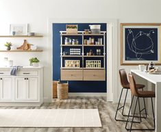 the kitchen is clean and ready to be used for cooking or baking, while also being used as a pantry