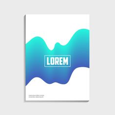 a blue and white brochure with the word lorem on it's side