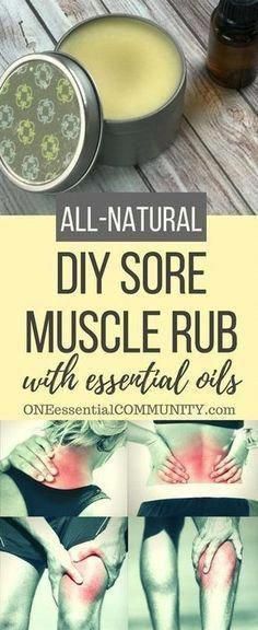 DIY sore muscle rub w/ essential oils --> all natural, deep-penetrating, works quickly, & smells sooooo much better than store bought rubs. Sore Muscle, Oils For Men, Muscle Fatigue, Natural Therapy, Diy Essential Oils, Natural Diy