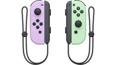 two nintendo switch controllers side by side, one is blue and the other is red