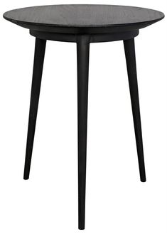 a black table with wooden legs on a white background