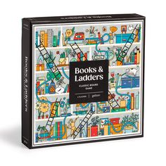 the book and ladders coloring book is open to reveal an image of books and ladders