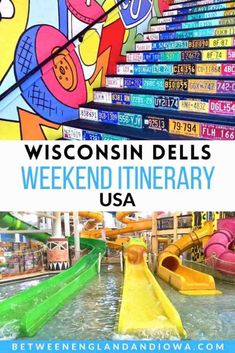 License plate stairs, Wisconsin Dells Weekend Itinerary USA title, 3 water slides Wisconsin Dells Bachelorette Party Ideas, Wisconsin Dells Bachelorette, Michigan Vacations, Cheap Things To Do