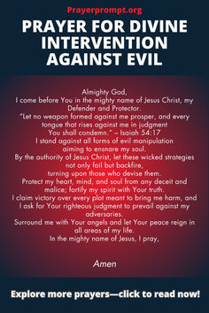 prayer for divine intention against evil