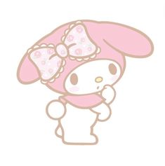 a hello kitty wallpaper with a pink hat and bow on it's head