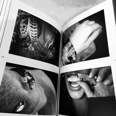 an open book with pictures of people and jewelry