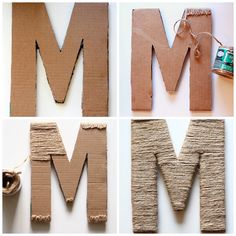 the letters are made out of cardboard and string