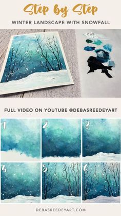 how to paint winter landscape with snowflakes