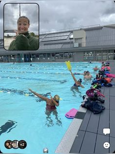 a group of people in a swimming pool