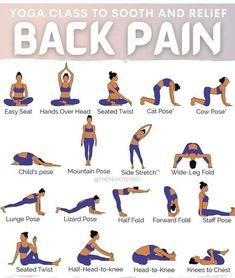 a woman doing yoga poses and stretches for back pain