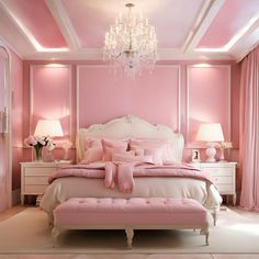 Pink Bedroom Ideas for a Stylish Makeover Light Pink White And Gold Bedroom, Pink Bedroom Chair, Pink Bedrooms For Women, White Bedroom With Pink Accents, Pink White Gold Bedroom, Pink Headboard Bedroom Ideas, Pink White And Gold Bedroom, Light Pink Bedroom Aesthetic, Pink Wall Bedroom