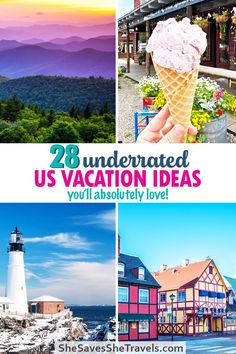 Maybe the best-kept secrets in the US, this list of little known vacation spots will make you want to avoid the crowds and start planning your next trip right now. From the ocean to the mountains and everything in between, the US has some pretty spectacular destinations that you've never heard of. | USA Vacation Ideas | North America Travel | Travel Guide Usa Vacation Ideas, Best Us Vacations, Usa Vacation Destinations, Usa Vacations, Girls Trip Destinations, Underrated Travel Destinations, Usa Bucket List, Friend Vacation