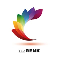 the logo for yed renk is colorful and has an abstract shape with leaves on it