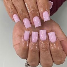 Pink Acrylic Short Square Nails, Shirt Acrylic Nails Square Pink, Short Set Acrylic Nails Pink, Acrylic Nails With Nail Polish, Plain Pink Acrylic Nails Short, Pink Short Nails Black Women, Pink Short Set Nails, Short Square Baby Pink Nails, Nails Acrylic No Design