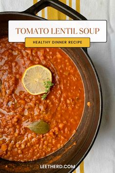 This lentil soup recipe is an easy and wholesome veggie-packed meal. Perfect for meal prep because it reheats really well! The rich tomato broth is full of smoky flavor and fresh herbs. Tomato Lentil Soup, Lentil Soup Recipe, Healthy Dinner Recipe, Soup Easy, Tomato Broth, Lentil Soup Recipes, Chopped Spinach, Lentil Soup, Healthy Soup Recipes