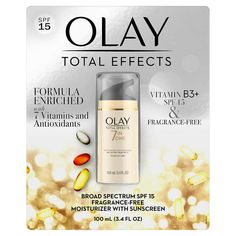 OLAY Total Effects 7-in-1 Moisturizer with Sunscreen SPF 15 Fragrance Free, 3.4 fl oz | Costco Moisturizer With Sunscreen, Fragrance Free Moisturizer, Spf Face Moisturizer, Skin Care Brands, Moisturizer With Spf, Skin Benefits, Spf Sunscreen