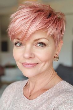 50+ Age-Defying Short Pixie Hairstyles for Women Over 50 in 2024 – CreativeBooster Tapered Pixie, Short Haircuts Ideas, Spikey Short Hair, Pink Pixie, Short Pixie Cuts, Haircuts Ideas