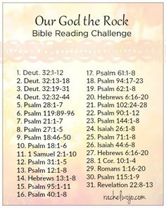 a poster with the words our god the rock bible reading challenge