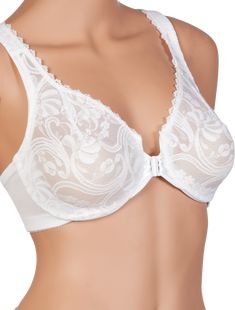 Love the support of an underwire, but not the pinching and poking? This bra has a hidden fiberfill band that completely covers the underwire so all you feel is cushiony comfort and superior support. Lycra® stretch lace appears seamless for no show-through under tops.  Fiberfill band covers the underwireAdjustable strapsEasy front closureNylon, elastane, polyesterHand wash, line dryImported of USA material Band Covers, Perfect Bra Fit, Vermont Country Store, Front Closure Bra, Unlined Bra, Country Store, General Store, Bra Styles, Bra Women