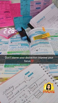 a pile of books with sticky notes on them and the words don't flame your disartation improve your focus