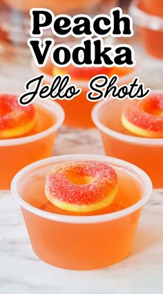 peach vodka jello shots in plastic cups