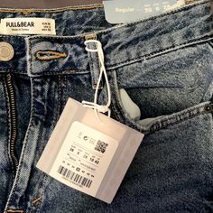 Pull & Bear Denim Pull & Bear Straight Leg High Rise Jeans Pull And Bear Pants, Men Pics, Pull Bear Jeans, Pull And Bear Jeans, Trendy Pants, Pull And Bear, Jean Large, Bleached Denim, Frayed Jeans