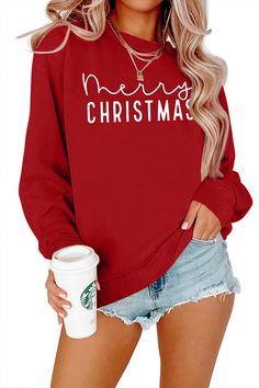 PRICES MAY VARY. Materials: This Merry Christmas sweatshirt is made of high quality cotton blend, comfortable and breathable, light and soft material. It is friendly to your skin and wont feel tight in it Features: Merry Christmas women sweatshirt, Christmas t-shirt, merry letter print sweatshirt, Christmas gift top, xmas funny fall winter tops shirt, long sleeve, crew neck, casual style. The classic merry letter design makes you look very cute and elegant Occasion: This Christmas sweatshirts pe Matching Family Christmas Sweaters, Christmas Sweatshirt Ideas, Christmas Party Wear, Personalized Christmas Shirts, Xmas Funny, Trendy Christmas Outfits, Holiday Graphic Tees, Funny Fall, Christmas T Shirt Design