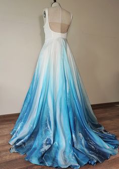 Blue Color Mythical Dresses, Gwen Stefani Wedding Dress Ombre, V Cut Wedding Dress In Blue, Ombre Wedding Dress Gemgrace, Ombre Bridesmaid Dresses Blue, Blue Tulle Wedding Dresses, Peacock Wedding Dresses Plus Size, Turquoise Ombre Bridesmaid Dresses, Tye Dye Wedding Dress Sleeved