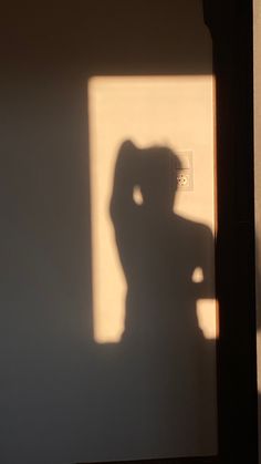 the shadow of a person standing in front of a wall