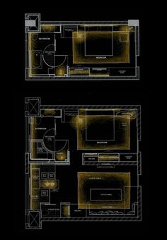 the floor plan for a small apartment with two separate rooms and one living room in it