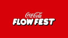 the coca cola logo is shown on a red background with white lettering that reads,'flow fest '